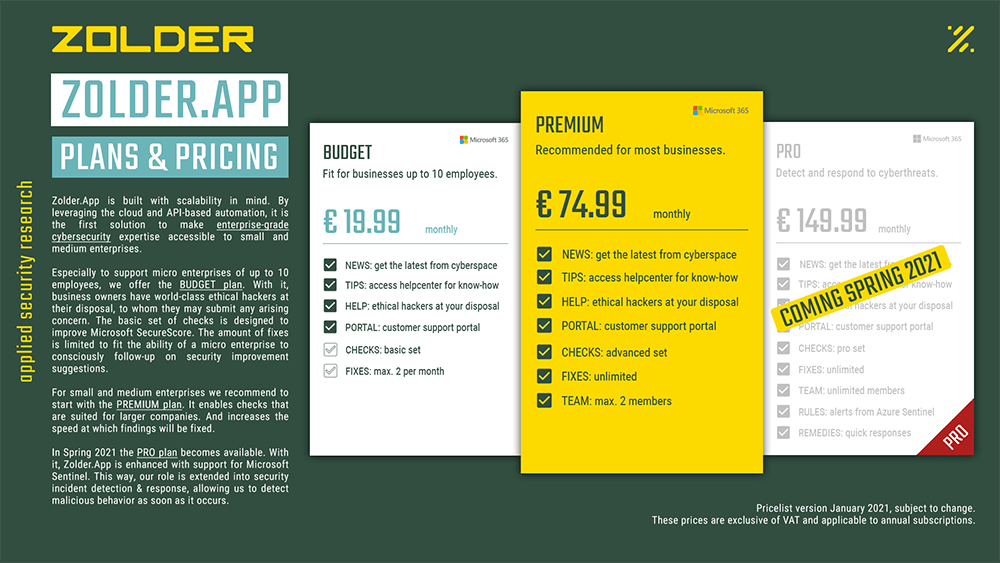 Zolder.App Plans & Pricing